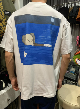 现货夏季印花短袖T恤男女 KAWS男女装情侣款纯棉大码体恤小领口