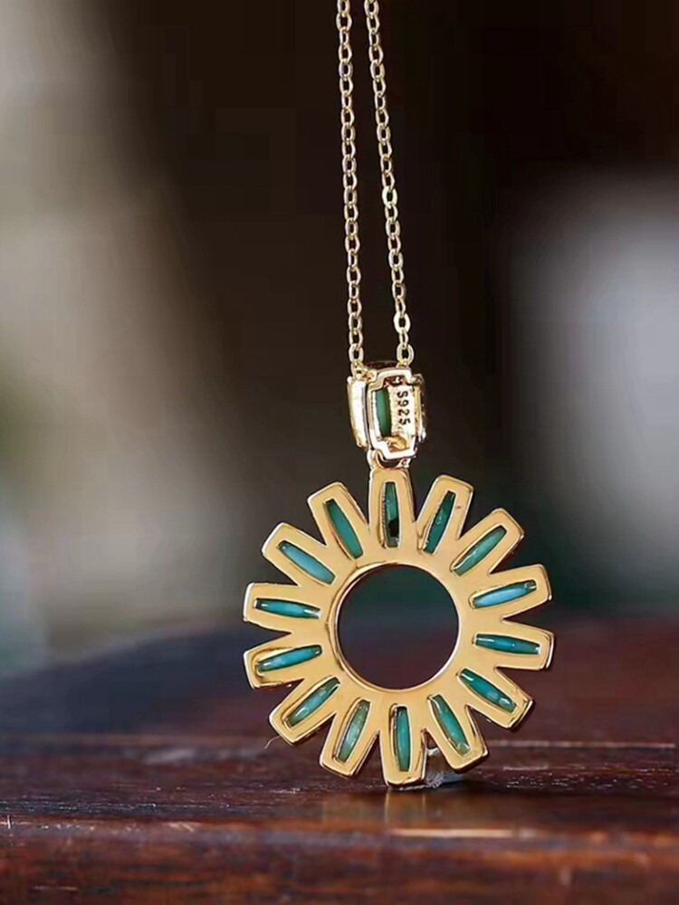 상감 호북 SHIYAN 천연 광석 높은 도자기 파란색 청록색 해바라기 목 펜던트 커플 모델