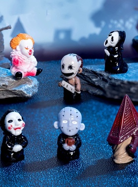 恐怖万圣节欧美电影怪物电锯惊魂杀手小丑树脂工艺公仔桌面小摆件