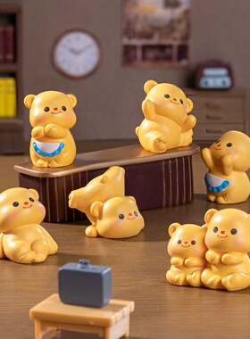 可爱黄色奶油小熊公仔萌粒 娃娃屋diy装饰品配件微景观桌面小摆件