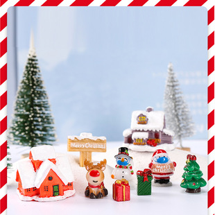 圣诞房子摆放圣诞老人雪人鹿微景观饰品盆景装饰雪景卡通小摆件