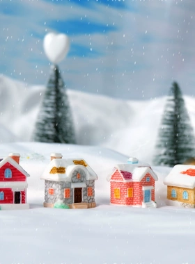 圣诞树脂房子造景diy装饰雪屋布置配件房屋雪房子微景观小摆件