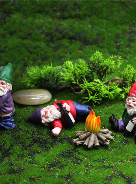 原创个性花园摆件精灵小矮人火堆