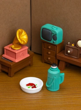 微景观复古年代怀旧唱片机小模型 娃娃屋diy装饰品配件微缩小摆件