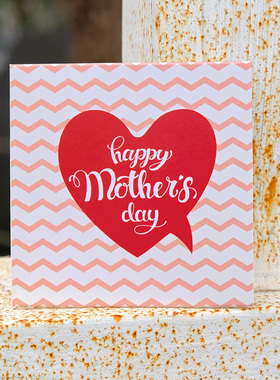 Happy Mother's Day创意红色爱心MINI方形母亲节贺卡定制祝福卡片