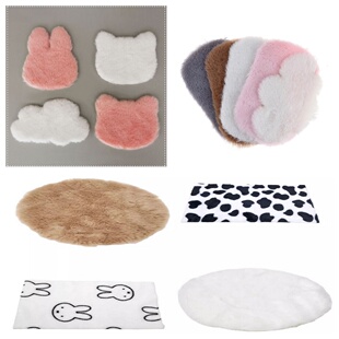 1:12娃娃屋dollhouse迷你模型地面装饰 6分bjd白色圆形毛绒地毯子