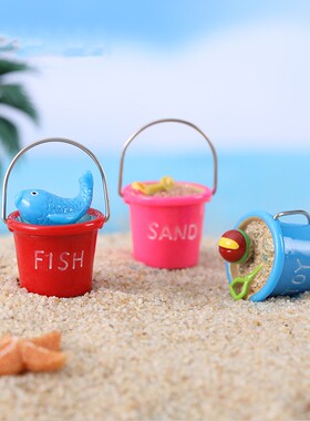 树脂海洋风桌面微景观仿真沙滩桶