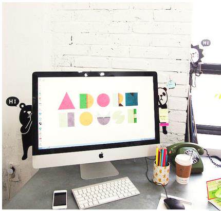 创意电脑留言板显示器侧边贴森系动物边框贴板屏幕边贴边框贴板