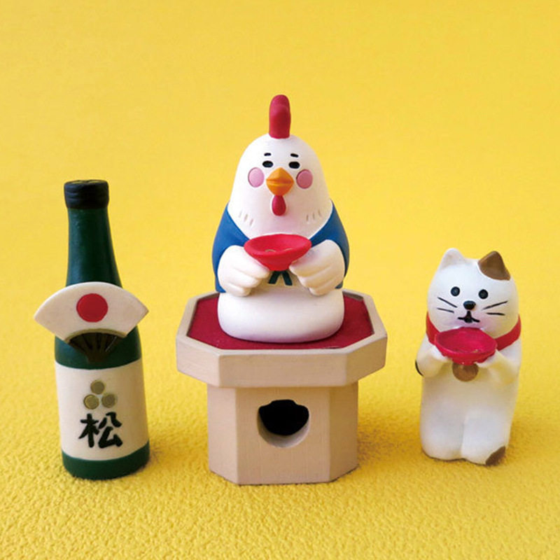 zakka日式杂货摆台金鸡创意家居鸡年公鸡小摆件清酒 树脂小摆件