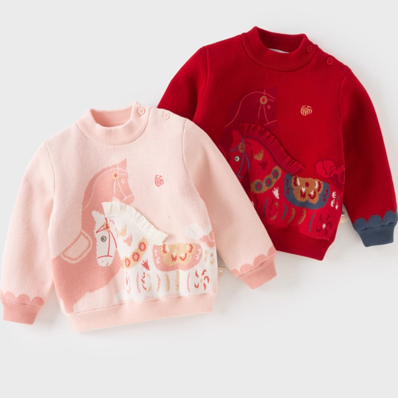 毛衣套头衫新年拜年服红色喜庆