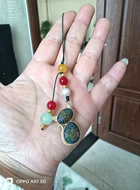 指象宋锦手缝民族风手机链包挂钥匙挂小猫小兔钱袋子流苏小挂件