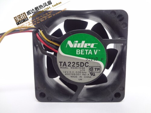 NIDEC TA225DC 6025 12V 0.33A 6CM 3线 机箱 散热风扇 M33515-68
