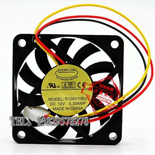 台湾EVERFLOW 6010 6CM 12V 0.35A R126010BU CPU 散热风扇