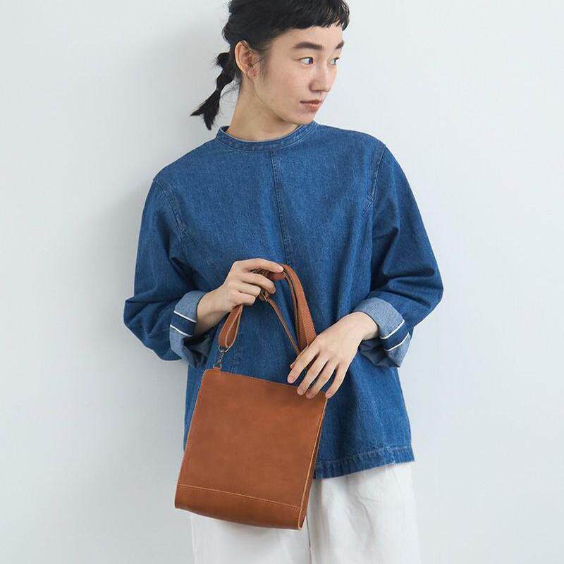 日本制kanmi.牛皮单肩包手提包两用复古职人纯手工B24-98
