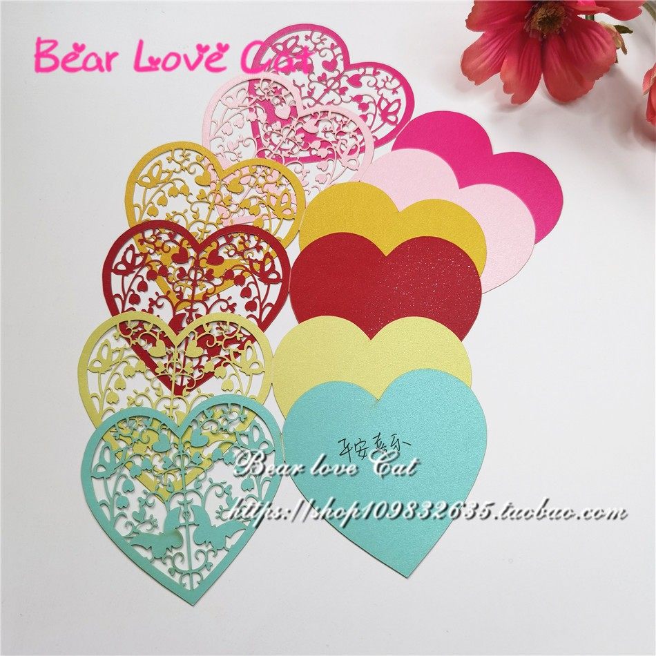 心形卡片彩色桃心手写祝福许愿纸教师节空白对折迷你小爱心卡片纸