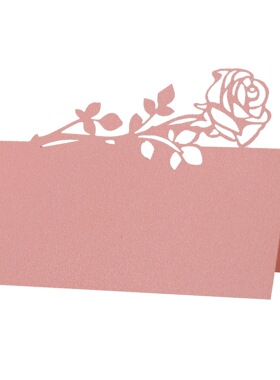 镂空结婚红色玫瑰花席位卡情人节立体桌卡婚庆手写姓名卡座位卡