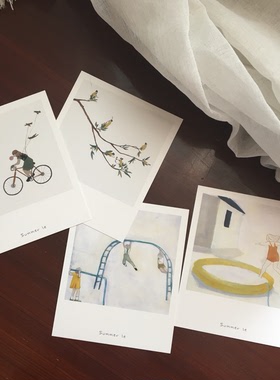 SAN 夏了POLA款明信片卡片4张 夏之味宝丽莱书签留言卡贺卡祝福