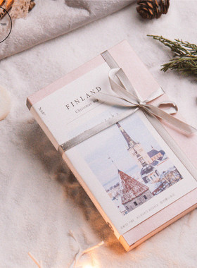 SAN 绑带礼盒装 去往芬兰的旅人明信片30张冬季圣诞祝福礼物卡片