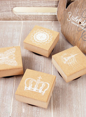 SAN 经典蕾丝/皇冠/铁塔/蝴蝶 复古图案印章印泥套装 四款