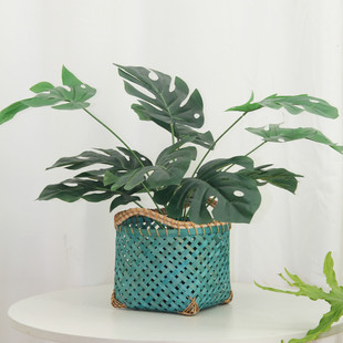 越南手工竹编竹筐竹篮子编织花篮创意花盆篮筐篮子装饰筐植物花器