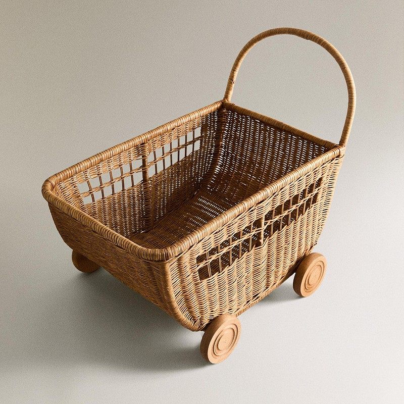 藤条编织推车篮子置物架收纳筐零食车儿童玩具礼物摄影手拉车道具,收纳整理,其他收纳篮,淘宝优惠券,粉丝福利购,淘宝优惠卷