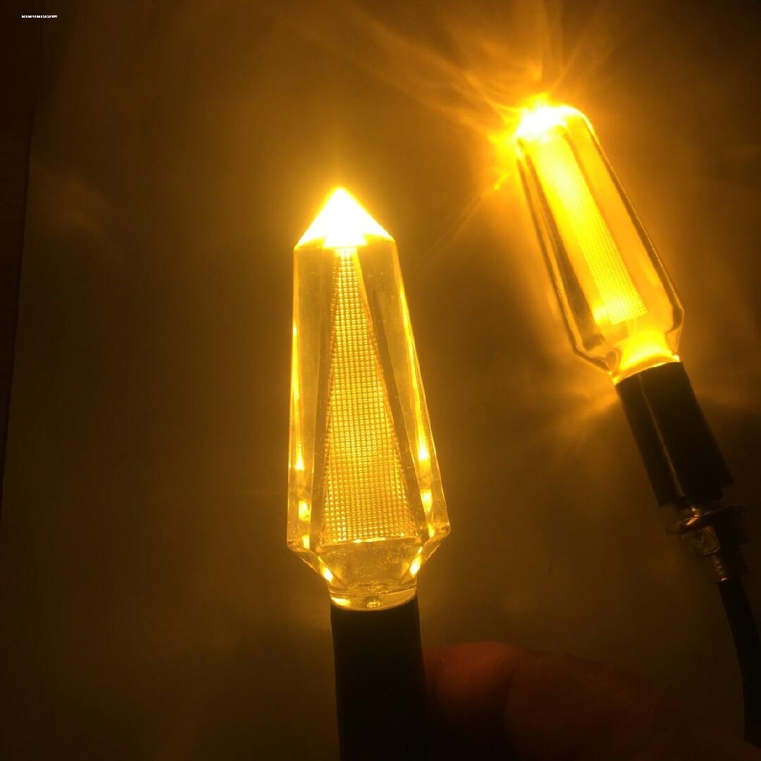 摩托车水晶转向灯地平线踏板车超亮LED转弯灯12V电动车透明方向灯