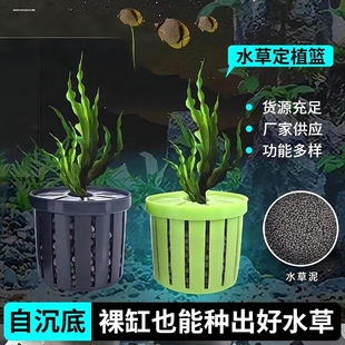 家用鱼缸水草定植篮造景装 饰养草杯花卉固根器水草泥沉底固定器