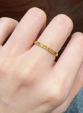 碎碎冰戒指女2025新款窄版仿真黄金满天星情侣对戒