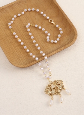 汉服配饰平安锁项链女古风同心锁手环如意金锁长命锁璎珞项圈明制