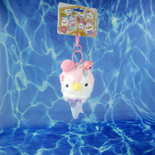 正版海洋馆海洋宝宝企鹅海豚甜筒雪糕挂件包包挂饰毛绒玩具礼物