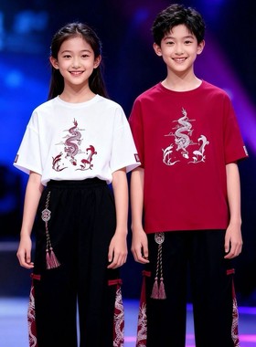 男女童元旦儿童演出服幼儿园红色合唱舞蹈服小学生朗诵拜年表演服