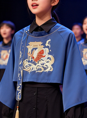 新中式国风刺绣罩衫上衣衬衫连衣裙女早秋汉元素两件套装日常穿搭