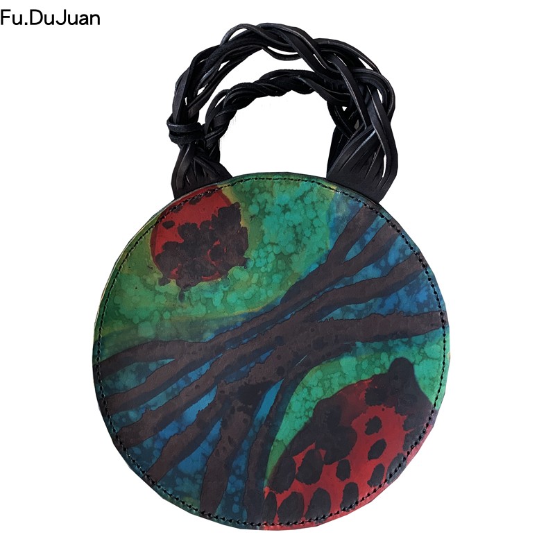 尖货限量 独立设计师包 艺术女包 斜跨手提包 植鞣手工 调性圆包