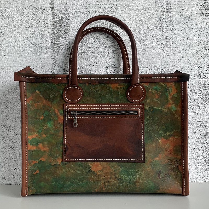 Fu.DuJuan 设计师包  复古怀旧 通勤包 托特包 手提包 牛皮斜挎包