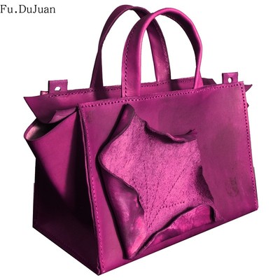 原创小众头层牛皮设计师手提包