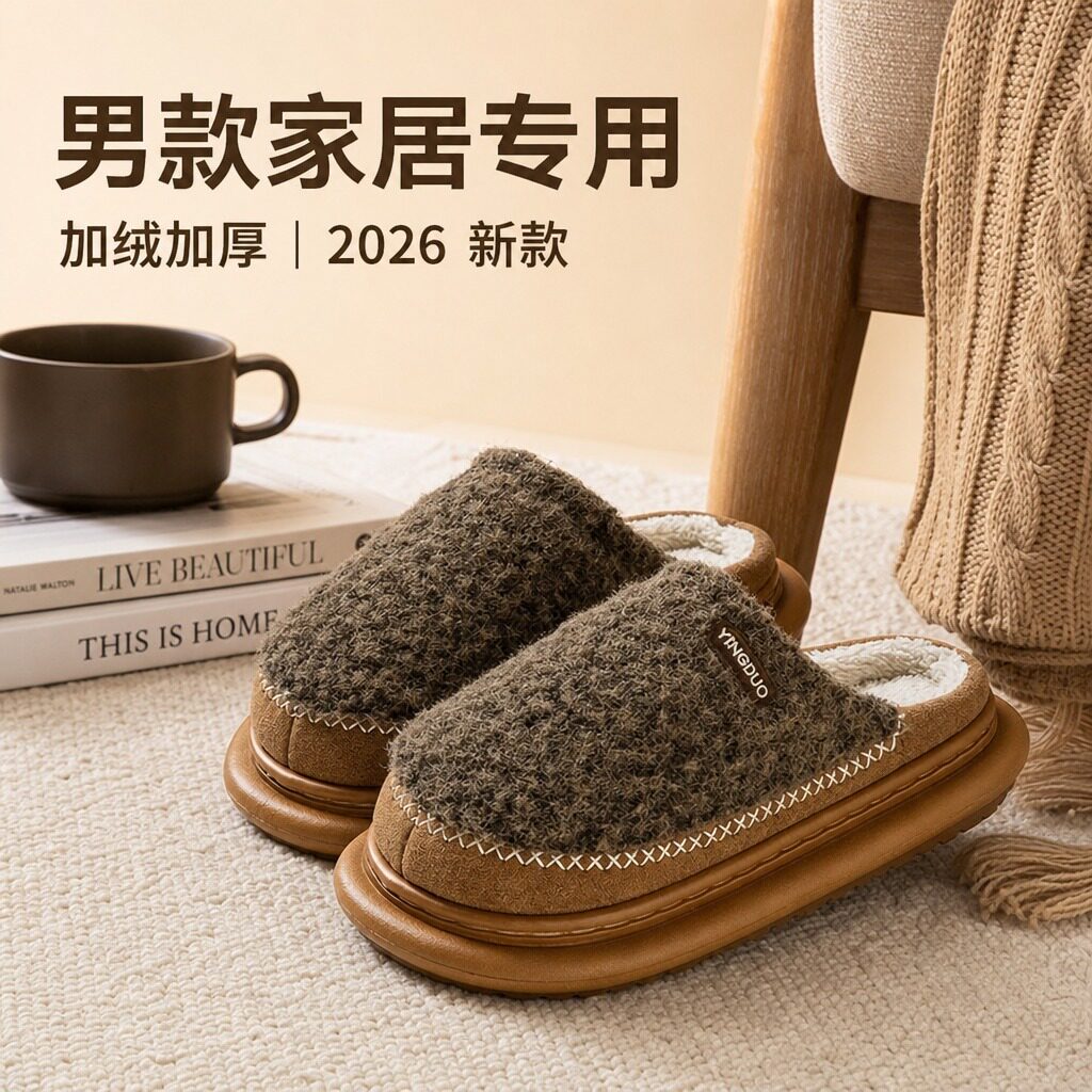 棉拖鞋男款冬季室内家居2026新款情侣一对居家用毛毛拖鞋冬天女士图片