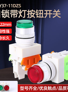 LAY37-11DN LAYR7-11DS/DT自复位自锁按钮开关 带灯平头按钮开关