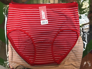 庄氏嘉妮诗3301高腰加大码 一包10条 纯棉小条纹全棉加肥女士内裤