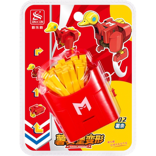 新乐新新款薯麦堡变形机器人小可乐薯条汉堡冰激凌鸡块盒螃蟹鸵鸟