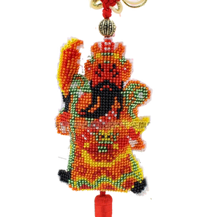 印花满珠绣汽车车饰车挂十字绣套件红火关公关帝忠义手工材料包