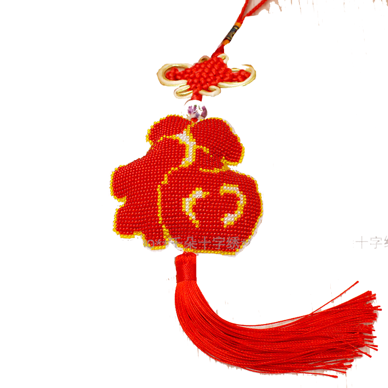 创意平安福车饰全珠喜庆十字绣
