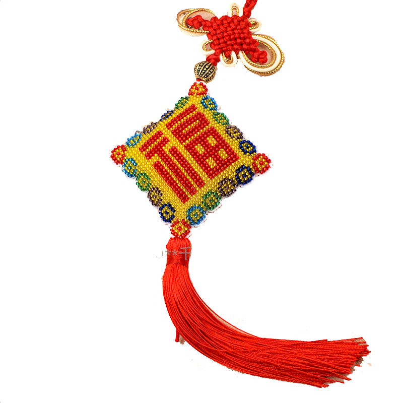 千朵印花平安福汽车挂件十字绣