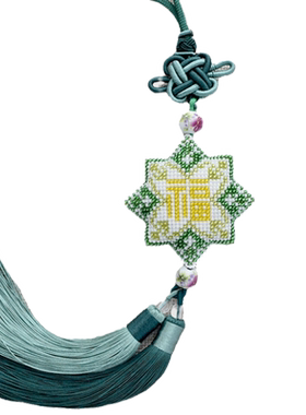 创意珠绣印花汽车挂件绿色八方