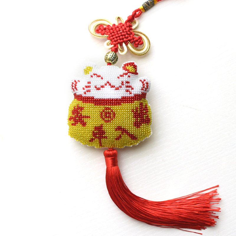 平安福汽车挂件新款印花十字绣全珠子绣手工diy十字绣平安福挂饰