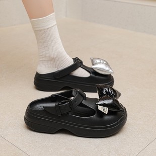 外贸2025新蝴蝶结包头甜美eva塑料少女学生沙滩鞋 女鞋 凉鞋 半托鞋