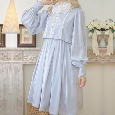 taobao agent [Dolly Delly] Original*The Mist*retro Lava collar lamb leg sleeve fake two dresses