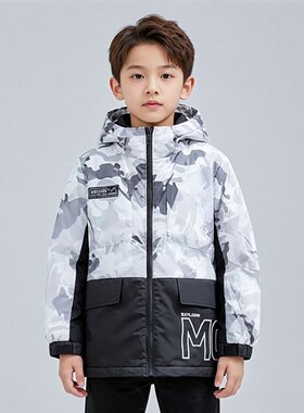 商场同款abckids童装2025冬季新款加绒冲锋衣两件套羽绒胆外套潮