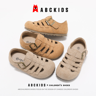 abckids童鞋女童勃肯凉鞋2025夏季新款时尚单鞋软底男童小皮鞋子