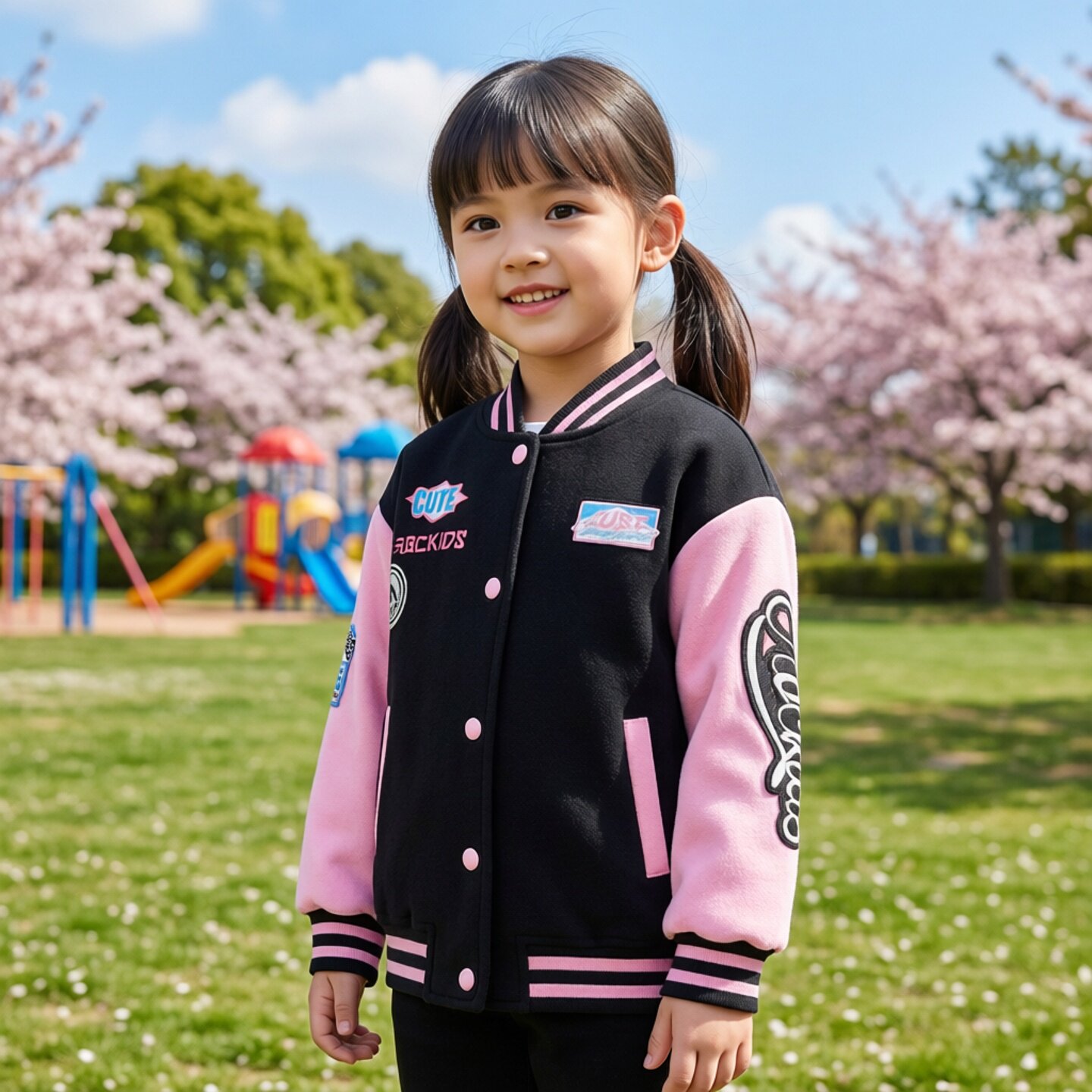 abckids女童针织衫棒球夹克外套图片