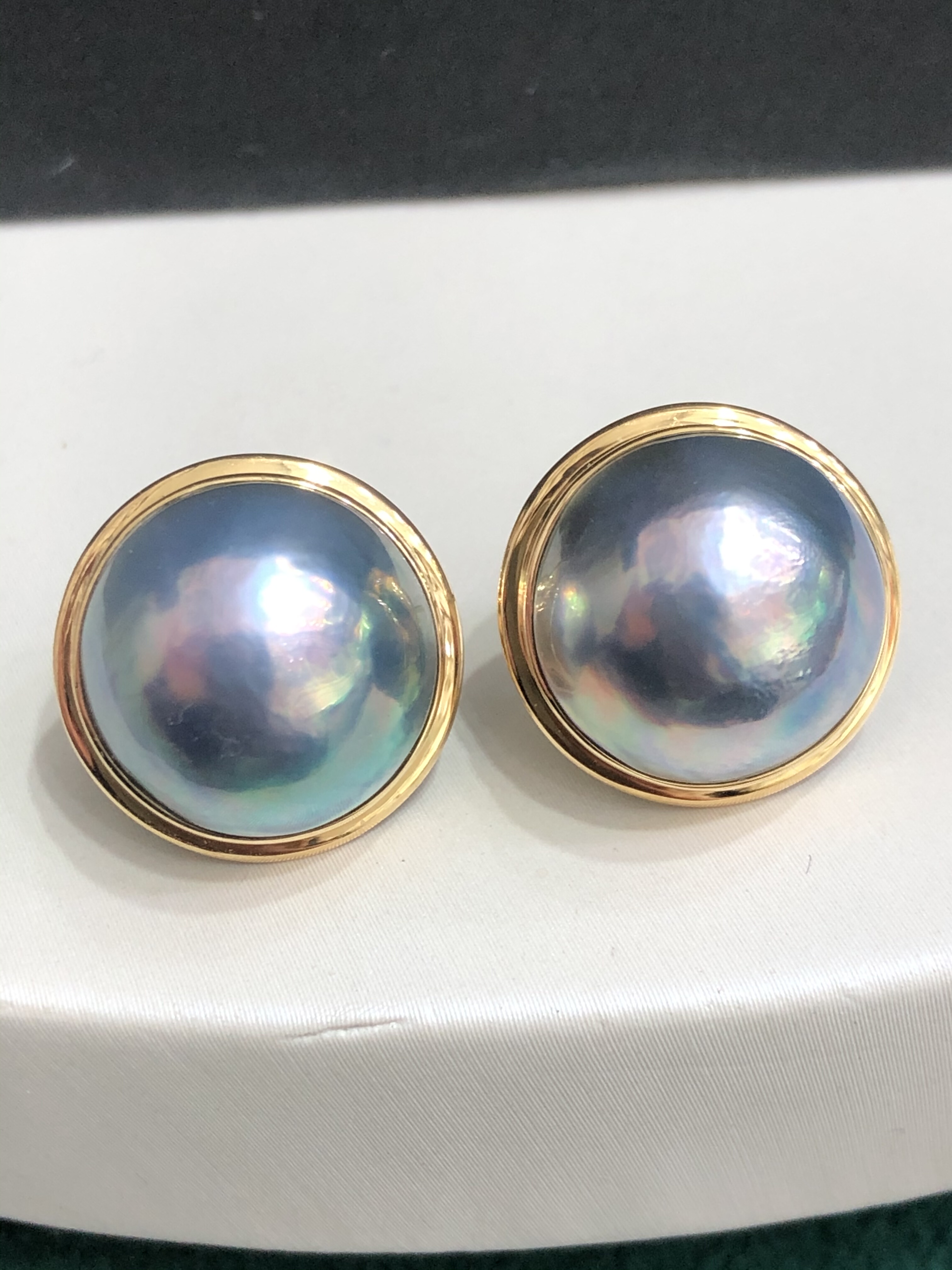 18K厚金镶嵌天然日本海水马背15.8Mm极光炫彩蓝光简约百搭耳钉女,珠宝/钻石/翡翠,耳饰,淘宝优惠券,粉丝福利购,淘宝优惠卷